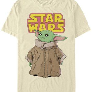 Fifth Sun Men's Star Wars Mandalorian Logo Child Gaze Short Sleeve T-Shirt-Large